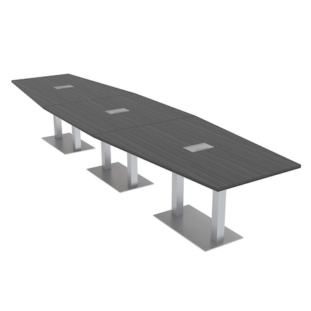 Skutchi Designs 45 in W, 165.75 in L, 29 in H, Engineered Wood Top, Grey HAR-HEX.IR-46x168-DOU-ELEC-ASIANNIGHT